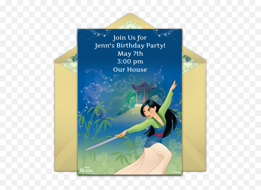 Free Mulan Online Invitation - Punchbowlcom Mulan Invitation Cards Png,Mulan Png