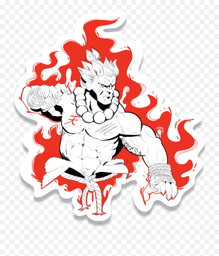 Fiery Akuma Vinyl Sticker - Cartoon Png,Akuma Png