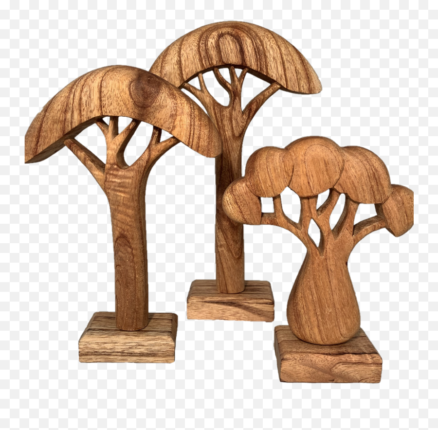 Wooden African Trees Set Of 3 - Natural Wood Png,African Tree Png