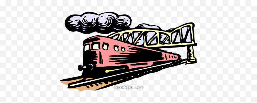 Train Passing Under Bridge Royalty Free Vector Clip Art - Train Passing Clipart Png,Bridge Clipart Transparent
