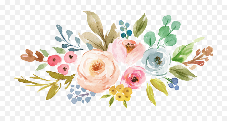 Transparent Hand Painted Flowers Png - Transparent Background Flowers Clipart,Watercolor Flowers Transparent Background