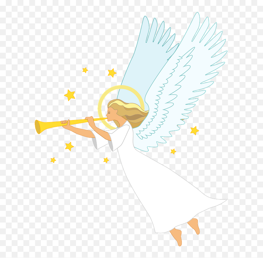 Christmas Angel With Trumpet Clipart - Angel With Trumpet Png,Angel Transparent