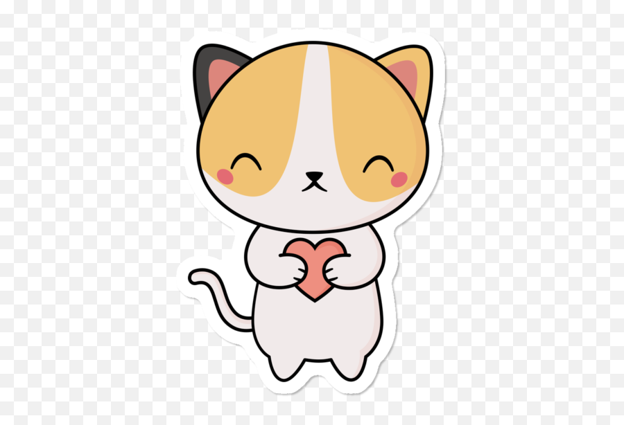 Download Kawaii Cute Cat With A Heart - Cuteness Full Size Cat With Heart Png,Kawaii Heart Png