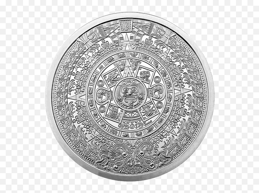 Buy 5 Oz Silver Round Aztec Calendar - 5 Oz Aztec Calendar Silver Round Png,Aztec Calendar Png