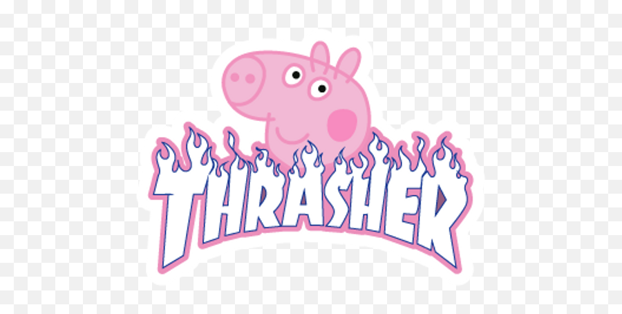 Thrasher Peppa Pig Sticker - Peppa Pig Thrasher Sticker Png,Thrasher Logo Font