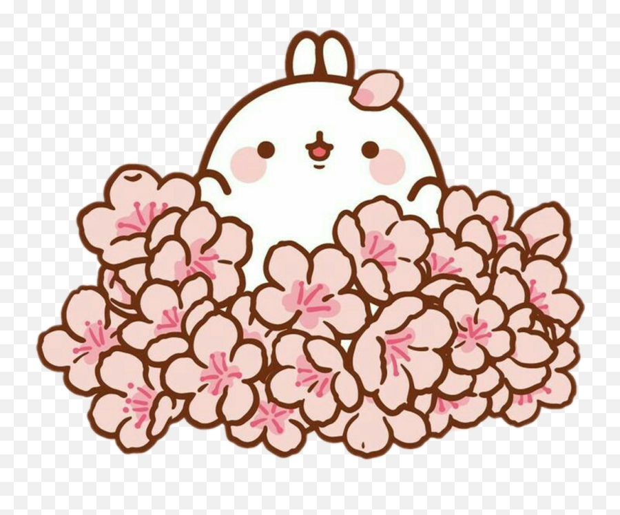 Freetoedit Cute Kawaii Molang Sakura Blossom Tree Flowe Png