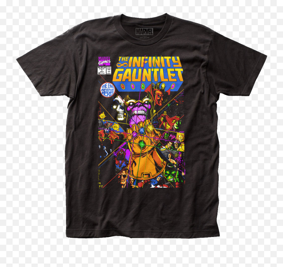 Marvel Comics Thanos The Infinity Gauntlet Fitted Black T - Shirt Png,Infinity Gauntlet Icon