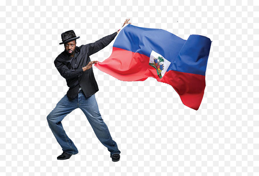 Wyclef Jean Holding Haiti Flag - Wyclef Jean With Haitian Flag Png,Haiti Flag Png