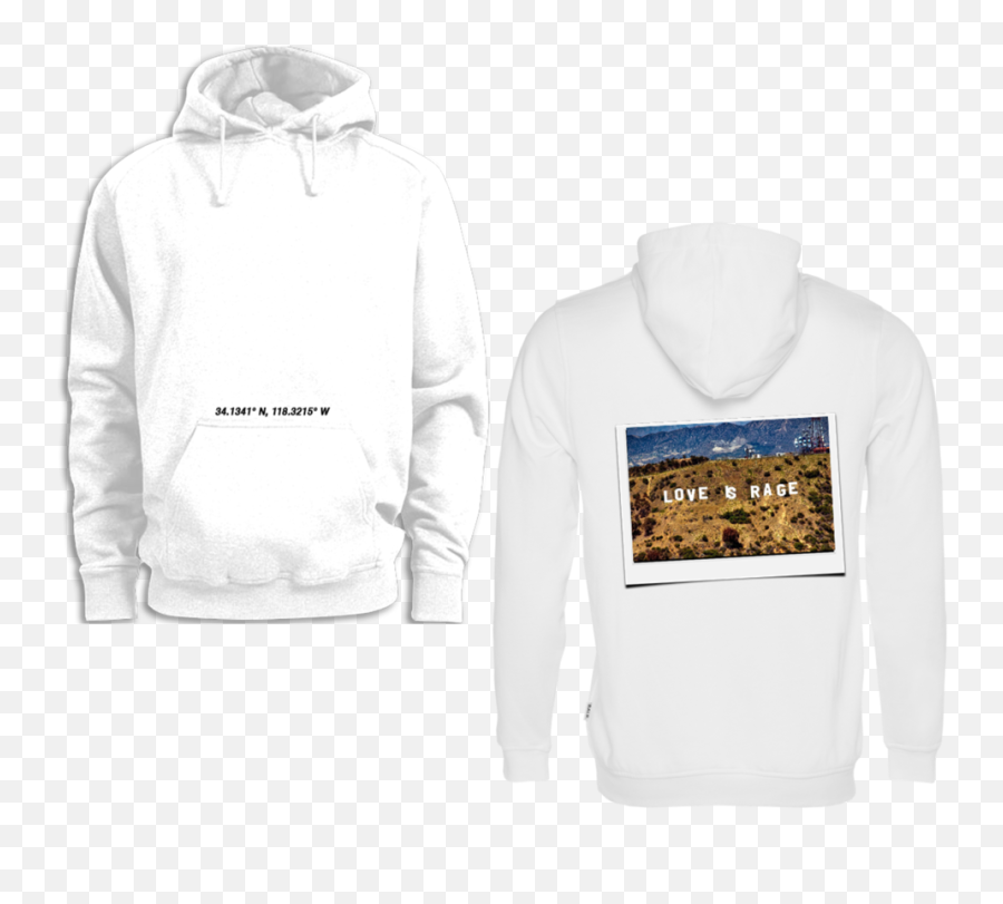 White Hollywood Sign Polaroid Hoodie Png Transparent
