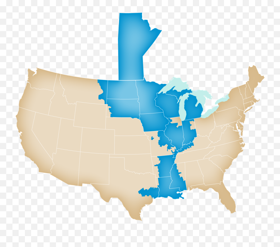 Hd Us Map Transparent Background - Midcontinent Independent System Operator Png,Us Map Transparent Background