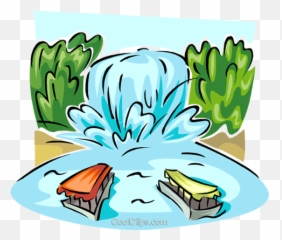 Waterfall And Ferry Boats Royalty Free Vector Clip Art - Waterfall Clipart png
