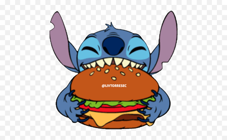Sticker Maker - Stitch 1 Stitch Eating Burger Png,Stitch Png