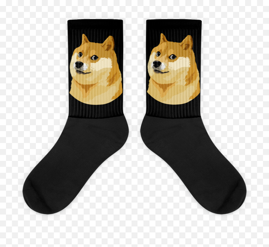Black Dogecoin Doge Socks - Sock Png,Dogecoin Png