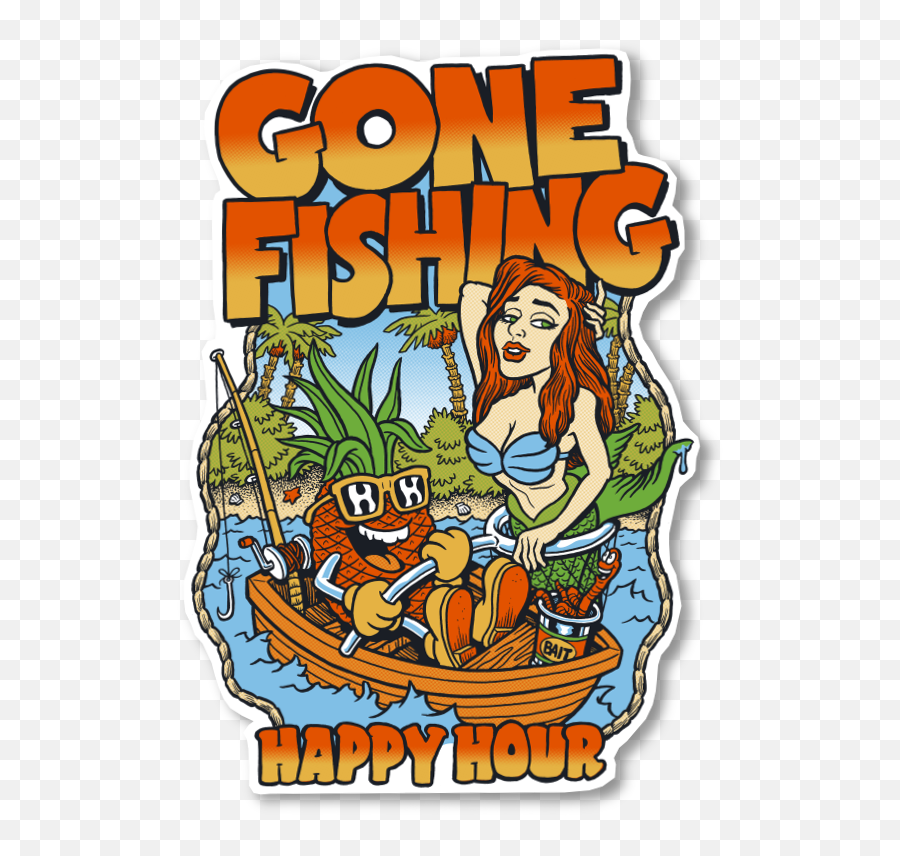 Sticker Gone Fishing - Gone Fishing Stickers Png,Happy Hour Png
