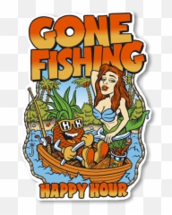 Sticker Gone Fishing - Stickers png