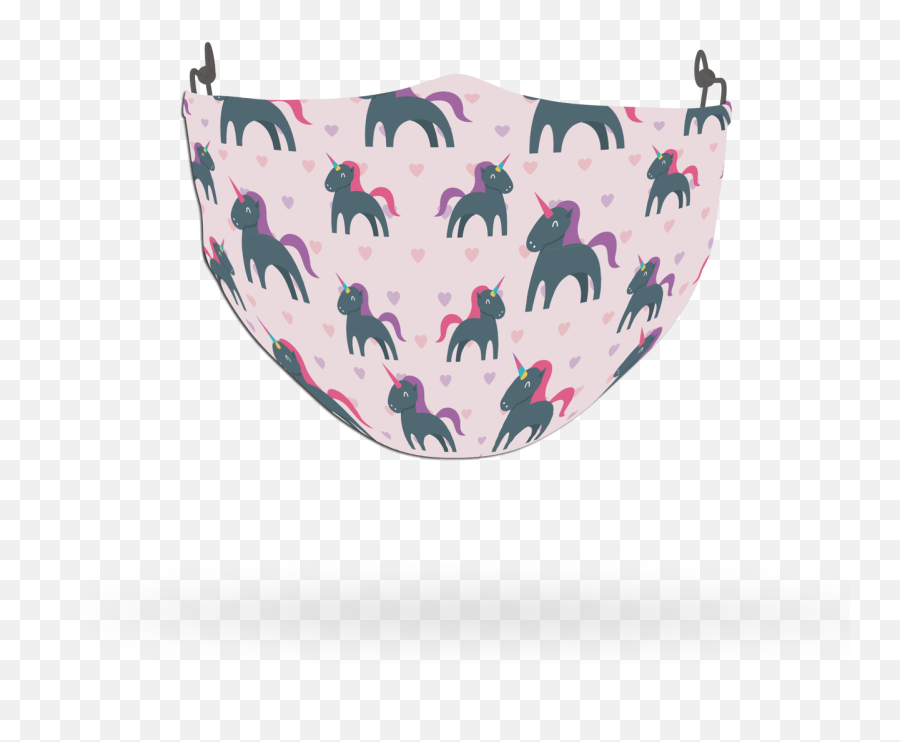 Unicorn Hearts Pattern Face Covering Print 13 - Bovinae Png,Unicorn Face Png