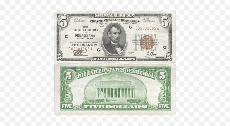 All Inventory - National Bank Note 2 1950 Five Dollar Bill Png,5 Dollar Bill Png