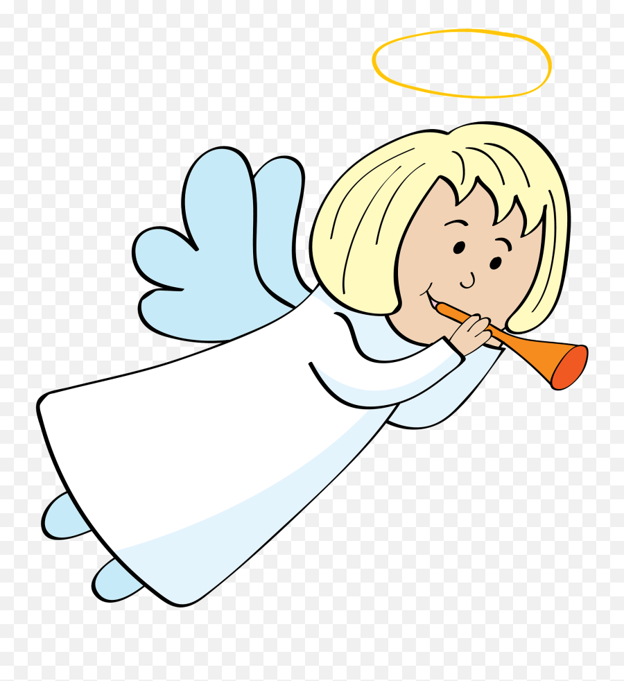 Christmas Angel With A Trumpet Clipart Free Download - Angel Png,Trompeta Png