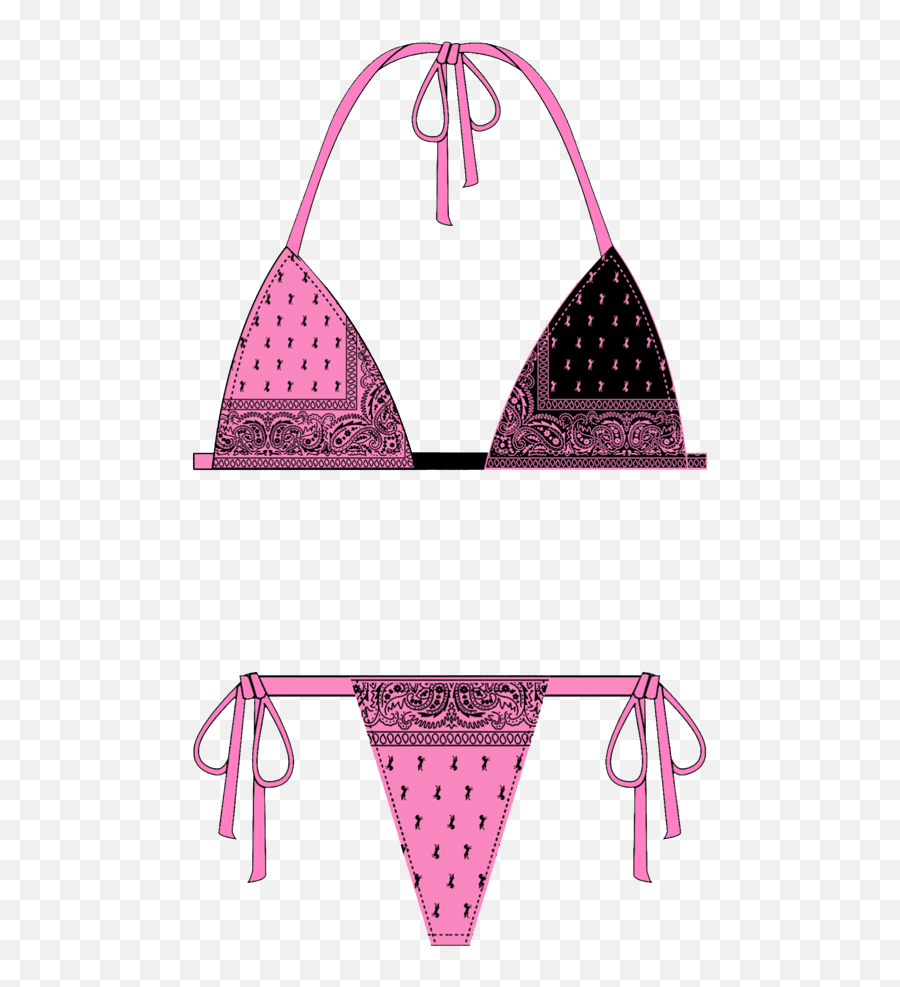 Pink U0026 Black Bandana Bikini - Halterneck Png,Black Bandana Png