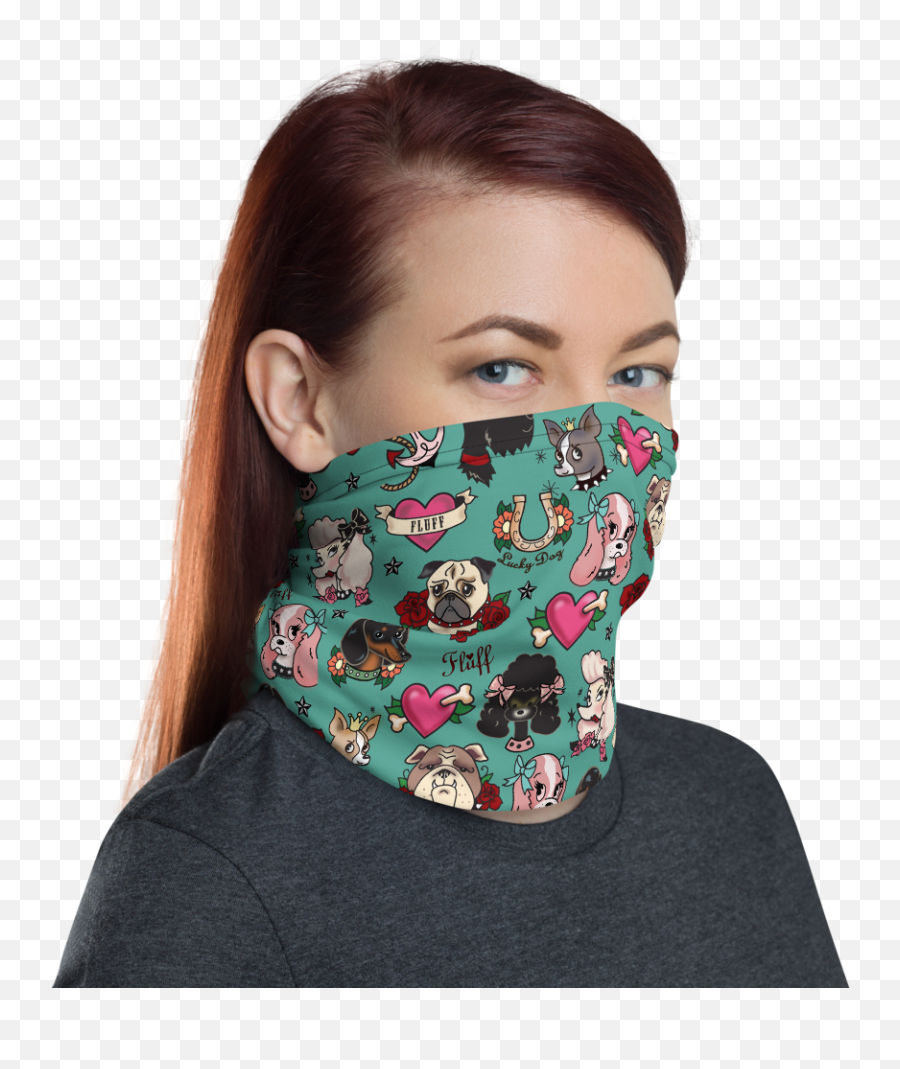 Tattoo Pooch Teal U2022 Neck Gaiter Face Mask - Mask If You Can Read Png,Face Tattoo Transparent
