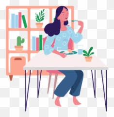 Premium Women Activities - Girl Eating Vector png