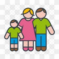 Parents And Son Icon Of Colored Outline - House With Family png