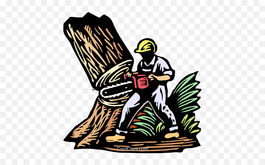 Logger Cutting Down Tree Royalty Free Vector Clip Art - Tree Service Clip Art Png,Tree Illustration Png