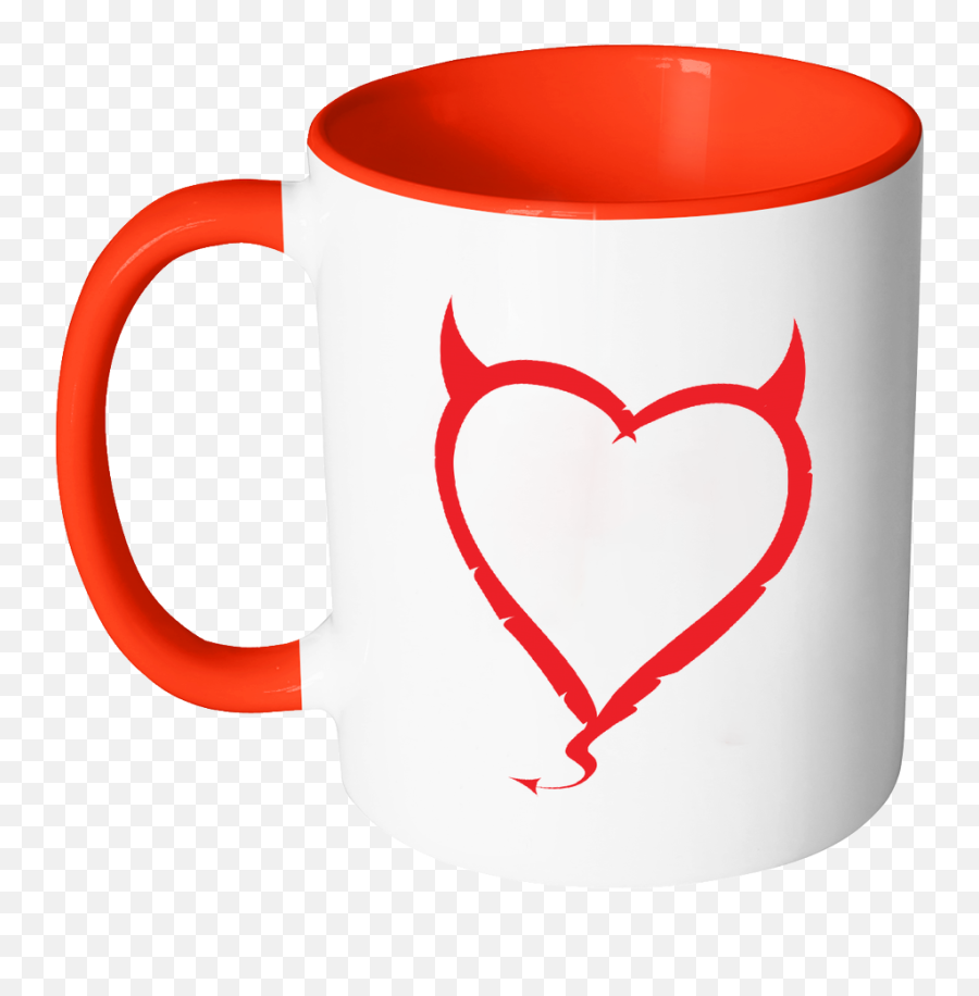 Devil Horns Heart Color Accent Coffee Mug U2013 J U0026 S Graphics - Love Writing That Much Cartoon Png,Devil Horns Png