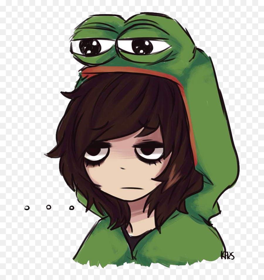 Frog Girl Anime Illustration Feels Bad - Cartoon Png,Feelsbadman Png