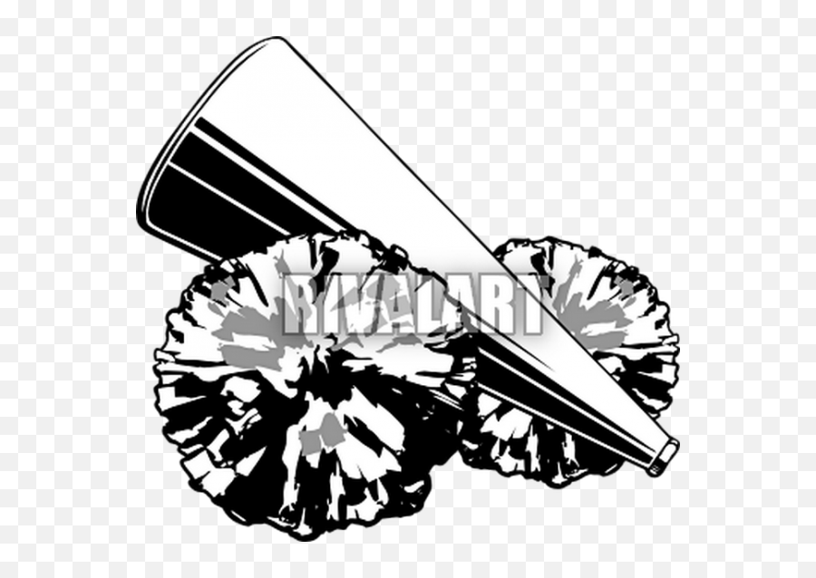 Cheer Megaphone And Poms Png Transparent - Pom Poms Cheer Black And White,Cheer Png