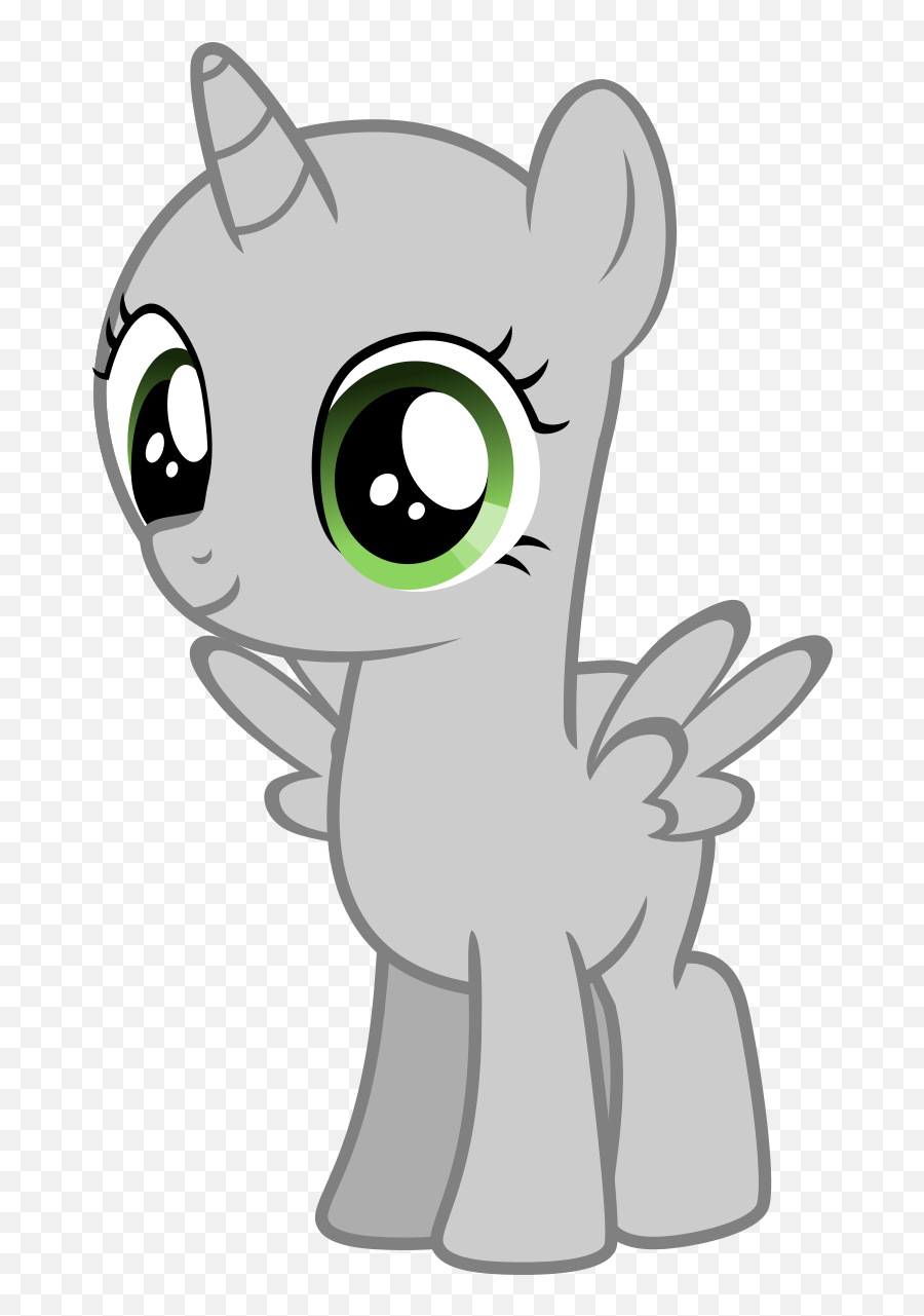 Download Cute Grey Cartoon Pegasus With Big Green Eyes - My Little Pony Base Filly Png,Green Eyes Png