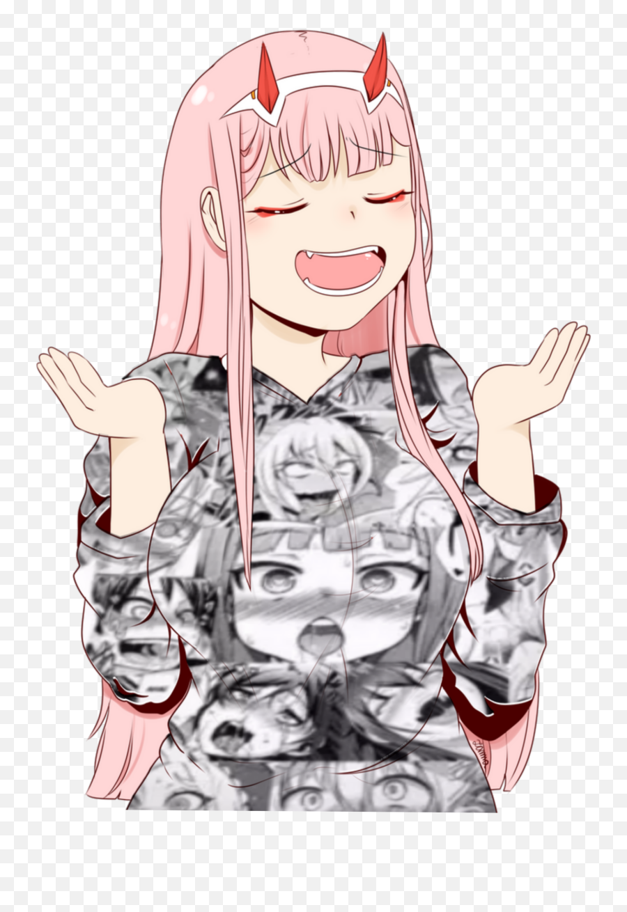 Zerotwo Ahegaogirl Sticker - Hime Cut Png,Ahegao Face Transparent Background