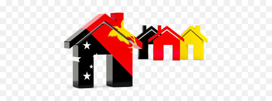 Three Houses With Flag Illustration Of Papua New Guinea - Houses In Germany Flag Png,Houses Png