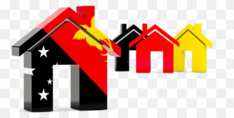 Three Houses With Flag Illustration Of Papua New Guinea - Houses In Germany Flag Png,Houses Png