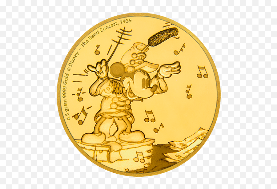 05 G Pure Gold Coin U2013 Disney Mickey Mouse Through The Ages - Mickey Mouse Gold Coin Png,Gold Coin Png