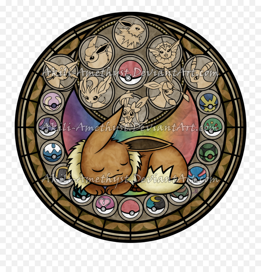 Jolteon - Eevee Evolution Stained Glass Hd Png Download Kingdom Hearts Stained Glass Template,Jolteon Transparent
