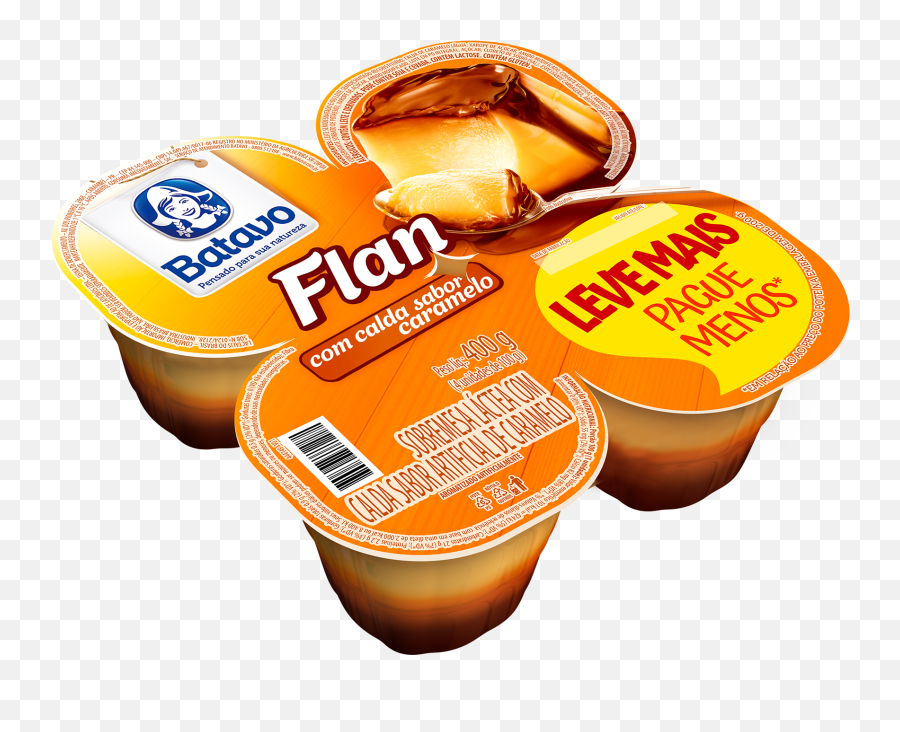 Sobremesa Flan Caramelo 4x100g - Flan Batavo 400g Png,Flan Png