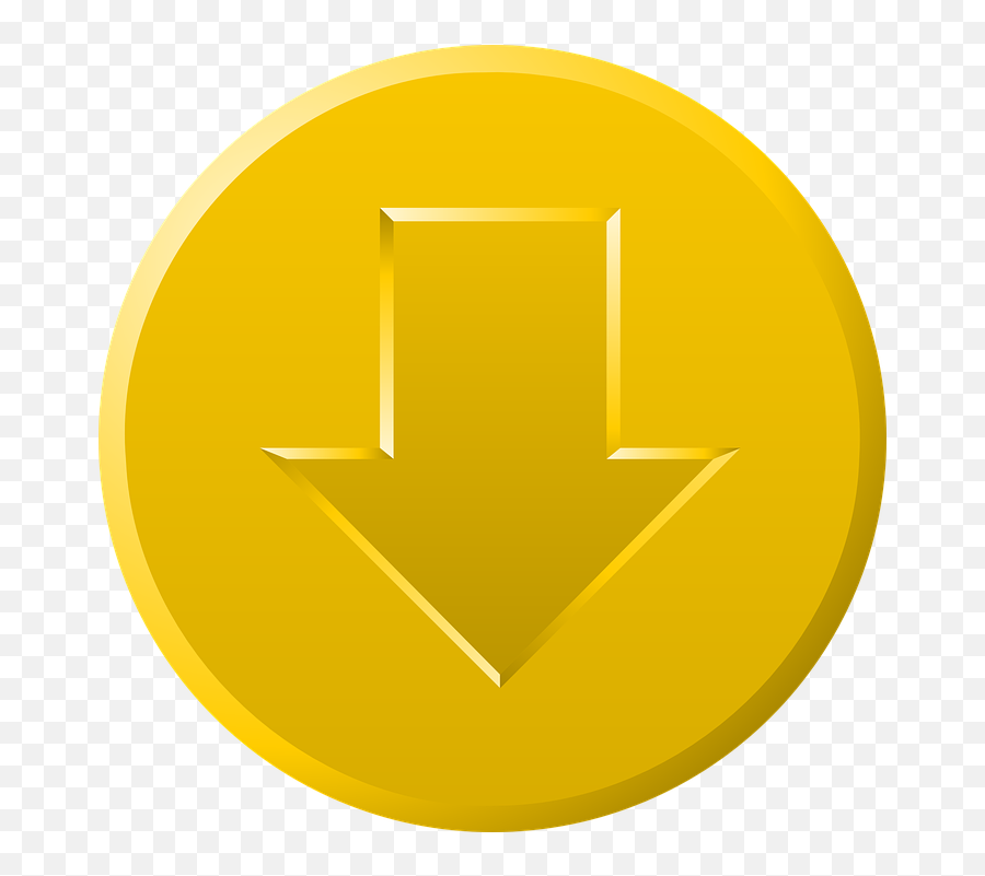 Download Button Gold - Circle Png,Yellow Arrow Png