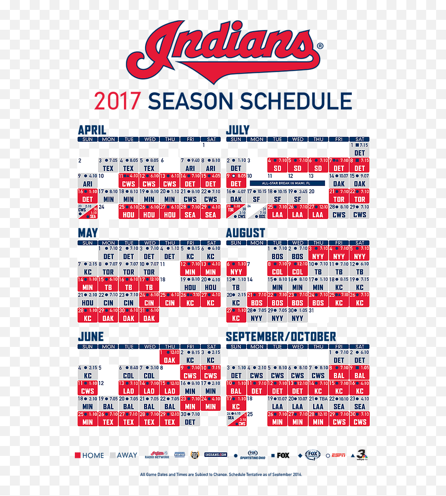 Download 2017 Cleveland Indians Schedule - Cleveland Indians Cleveland Indians Schedule Png,Cleveland Indians Logo Png