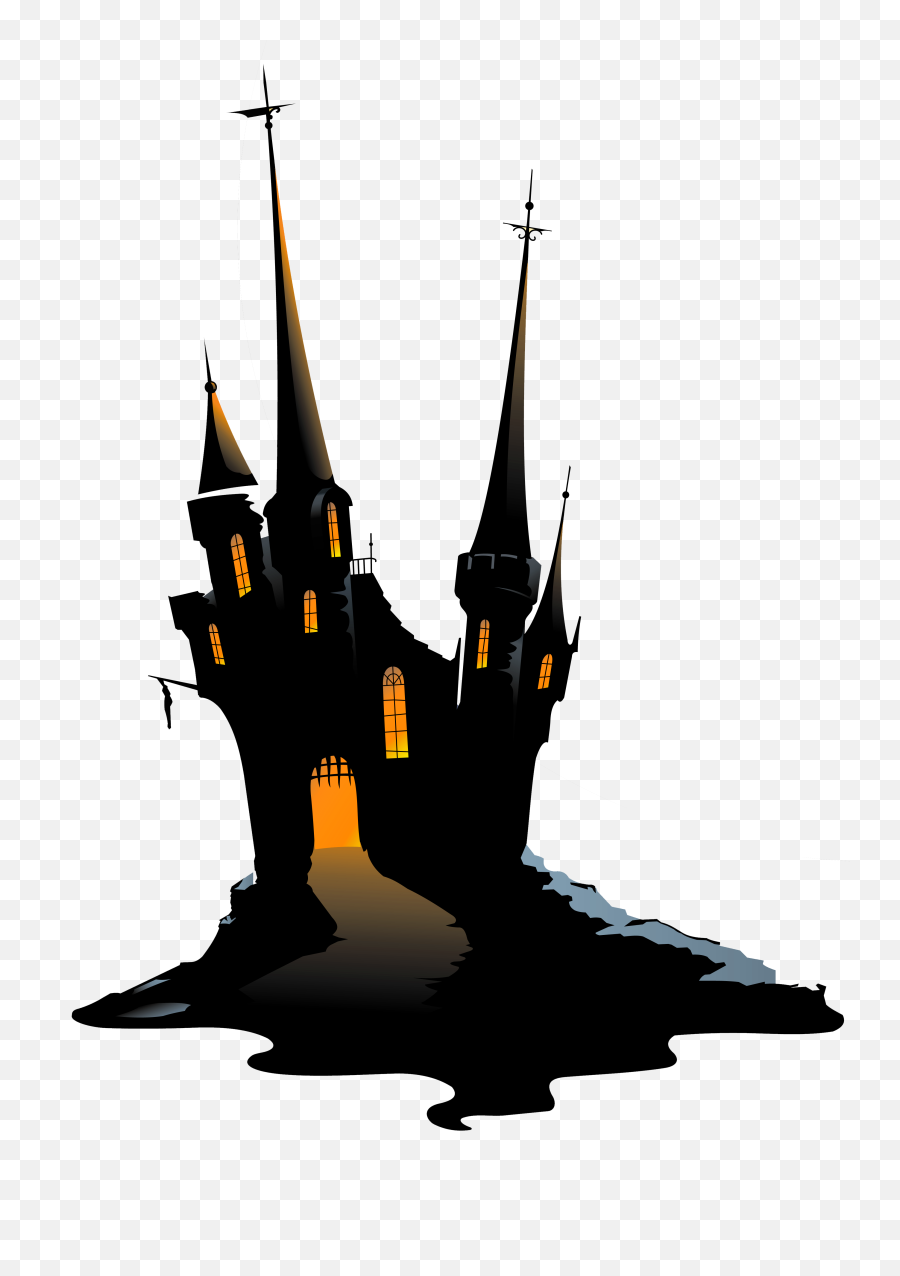 Large Haunted Castle Png Clipart - Halloween Castle Png,Disney Castle Png