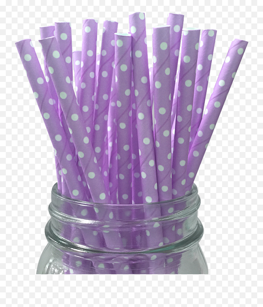 Mini Lavender With White Polka Dot 25pc Paper Straws - Lanterns And More Drinking Straw Png,White Polka Dots Png