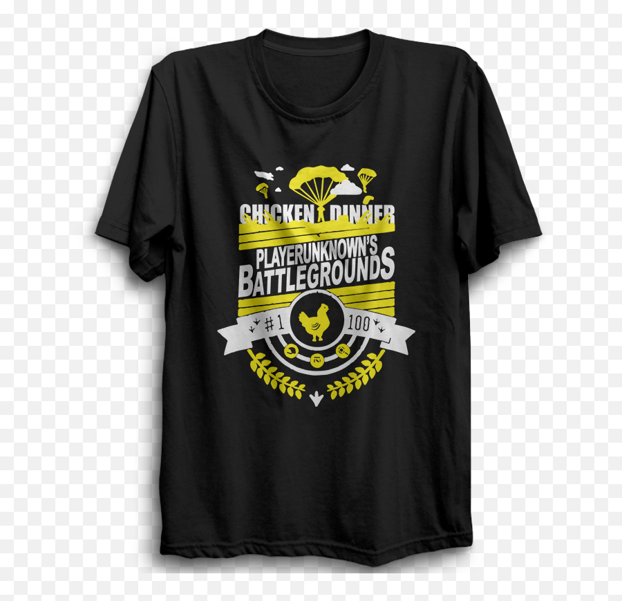 Unisex Pubg 03 Playerunknownu0027s Battlegrounds Half Sleeve 100 Cotton Tshirts - Black T Shirt With Golden Print Png,Playerunknown's Battlegrounds Logo