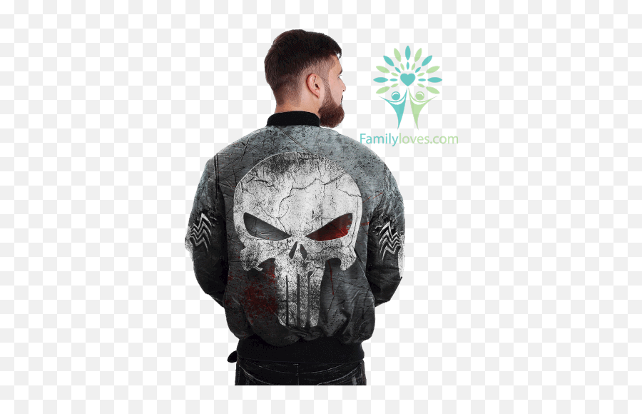 Skull Punisher Over Print Jacket - Familylovescom Bomber Jacket Vietnam Png,Trump Punisher Logo