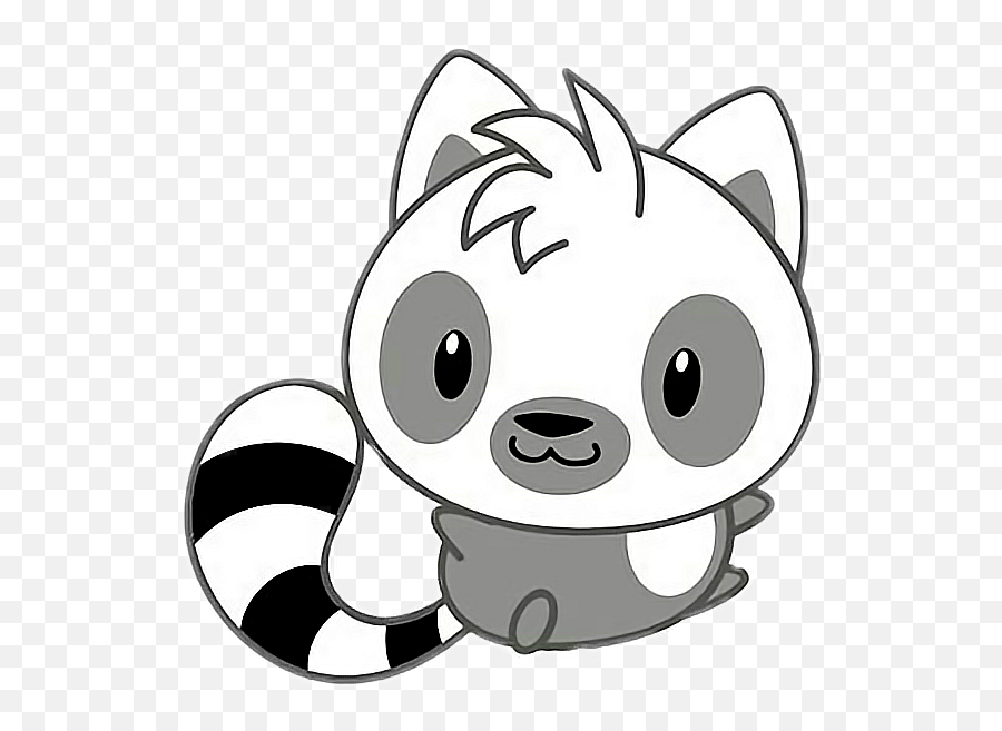 Download Freetoedit Cute Kawaii Racoon Grey White Black - Ring Tailed Lemur Drawing Png,Lemur Png