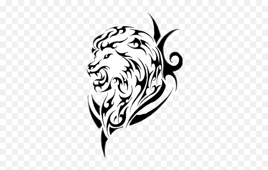 Lion Tattoo Blackandwhite Animal Sticker By Redcakra - Tribal Tattoo Lion Png,Lion Tattoo Png