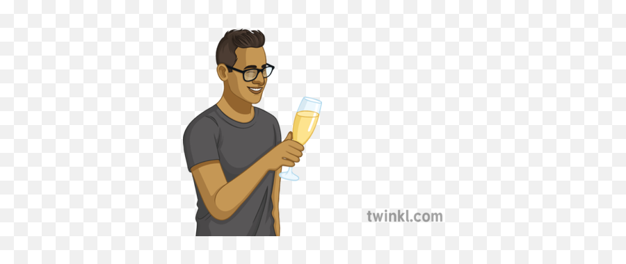 Man With Champagne Glass French People Party Toast Secondary - Barware Png,Champagne Toast Png
