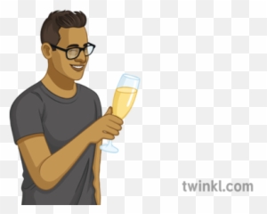 Man With Champagne Glass French People Party Toast Secondary - Barware png