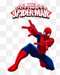 Ultimate Spiderman With Logo Clipart - Cartoon Man Download png