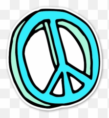 Blue Peace Sign Sticker - Hand Drawn Png