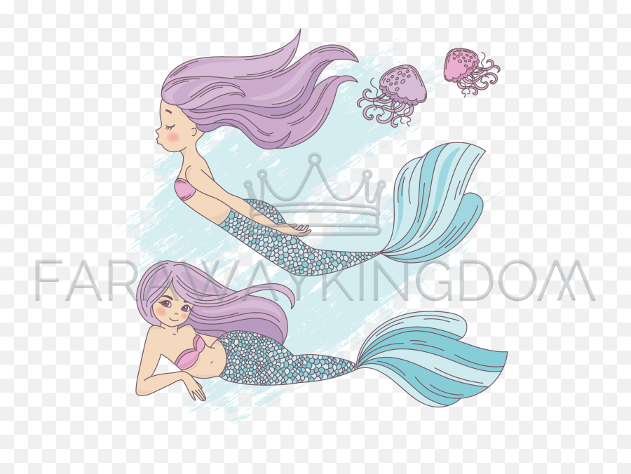 Mermaid Life Cartoon Travel Tropical Vector Illustration Set - Illustration Png,Mermaid Png
